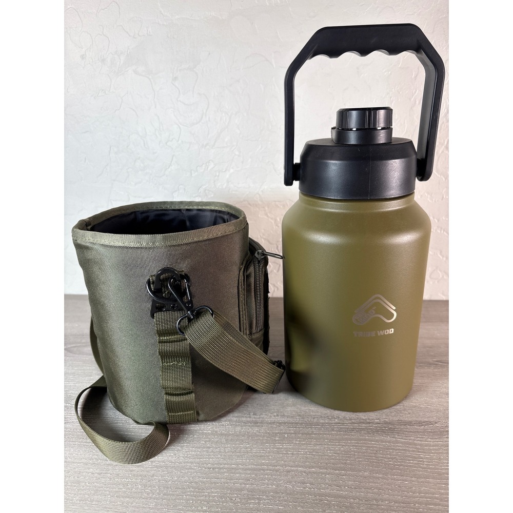 Tribe WOD‎ Water Bottle Military Olive Green Stainless Steel Tactical 64 oz New